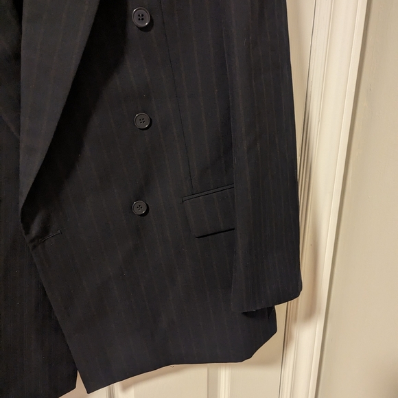 Cambridge Black Pure Wool Pinstripe Pants Blazer Suit Set (XL) (Sz 42 Tall 36W) - Picture 5 of 16